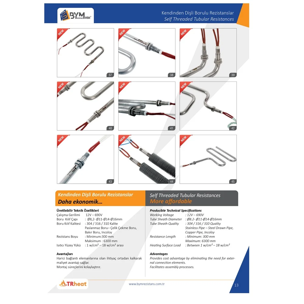 Self Threaded Tubular Resistances